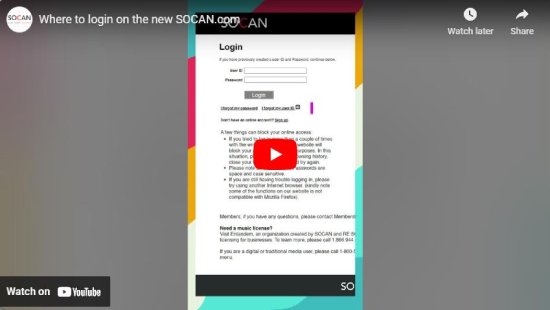 How To Log In, SOCAN Academy