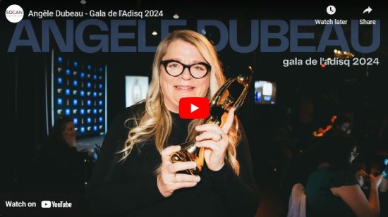 SOCAN, interview, ADISQ Gala, 2024, Angele Dubeau