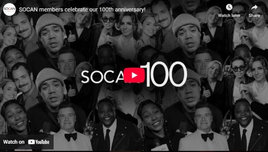 SOCAN, 100, members, video